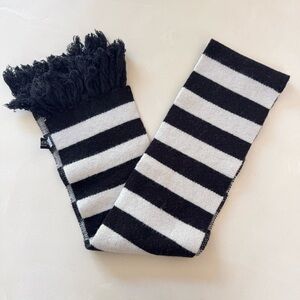 Foxblood Black Striped Fringe Scarf